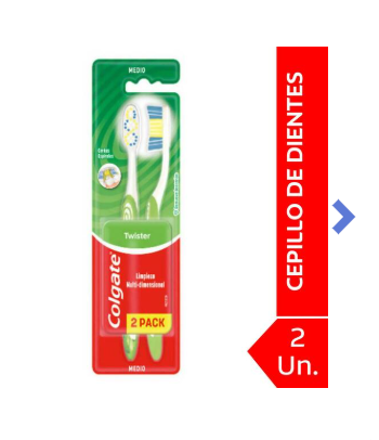 Cepillo Dental Colgate Twister Fresh Medio 2Unid