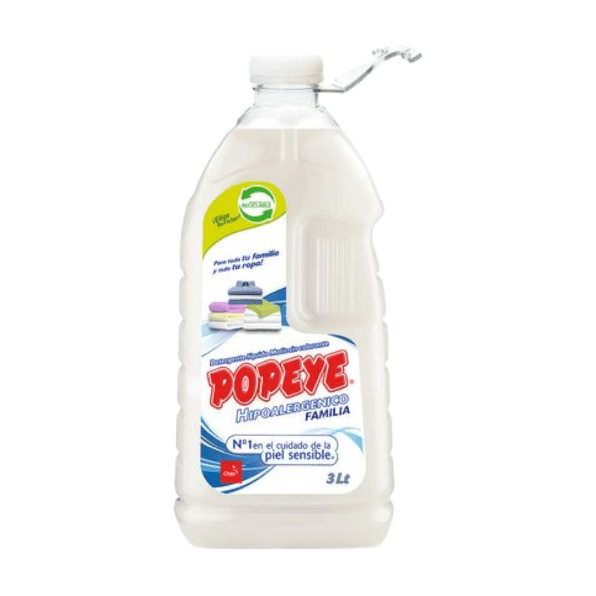 Detergente Líquido Popeye Hipoalergénico Sin Colorantes – 3 Lts
