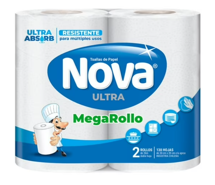 Toalla de Papel Ultra Megarollo Doble Hoja 2 Un. Nova
