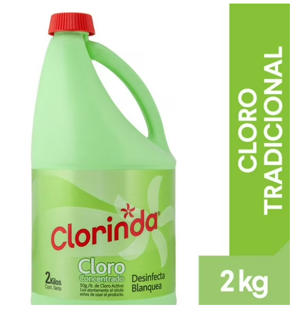 Cloro Líquido Tradicional Clorinda Botella, 2 Kg