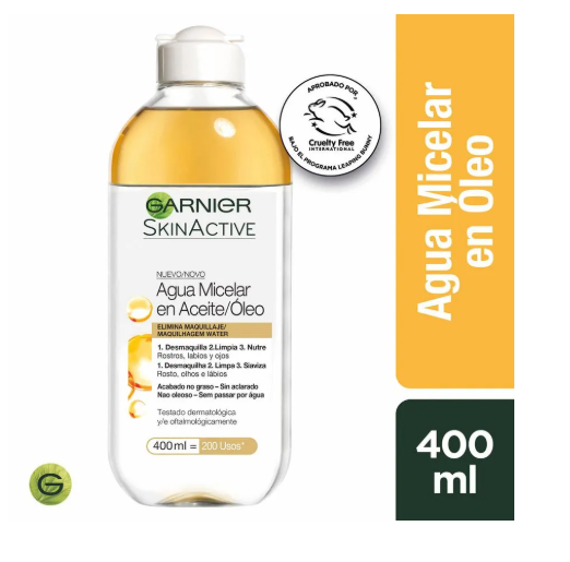 Agua Micelar Garnier con aceite 400 ml