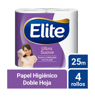 Papel Higiénico Elite Doble Hoja Ultra 4 un 25 mt