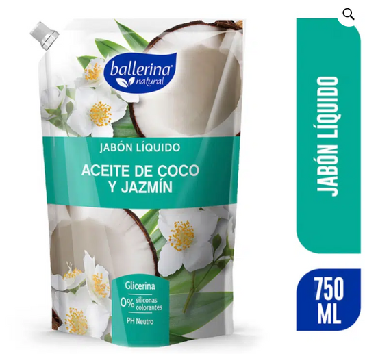 Jabón Líquido Ballerina Aceite de Coco & Jazmín – Recarga 750 ml