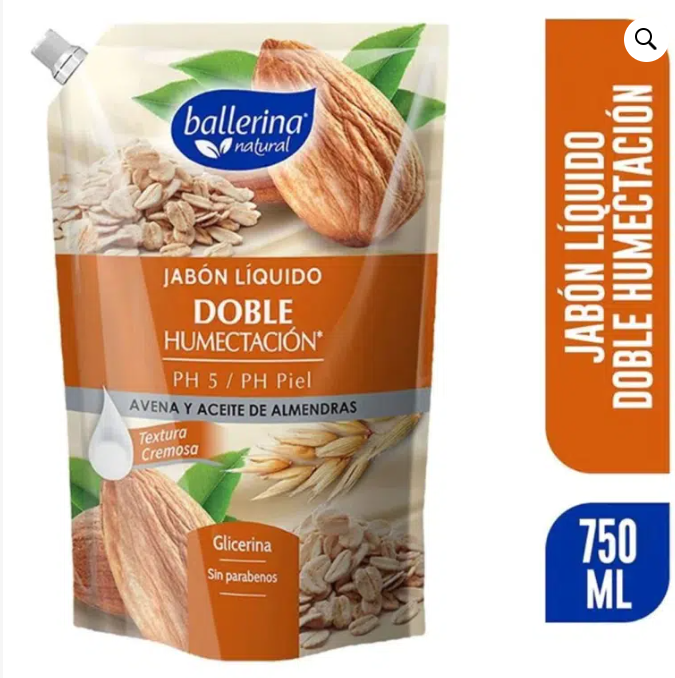 Jabón Líquido Ballerina Avena & Almendra – Doypack 750 ml
