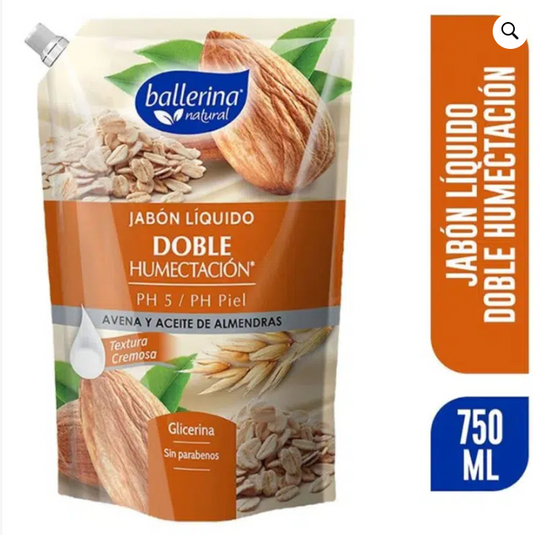 Jabón Líquido Ballerina Avena & Almendra – Doypack 750 ml