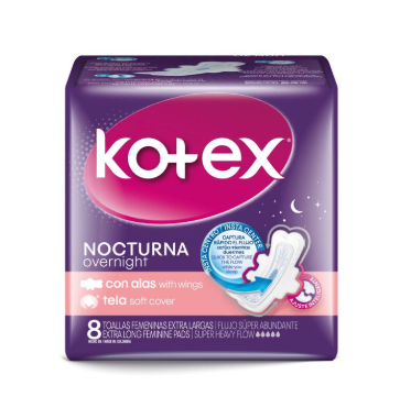 Kotex Toalla Nocturna Normal Tela Suave Con Alas X 8 unidades