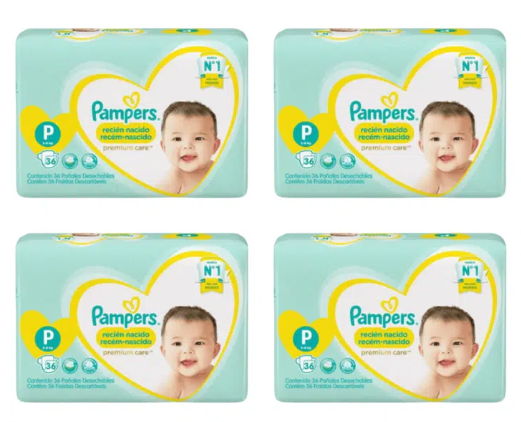 Pañales Pampers Premium Care Talla P (144 unid)