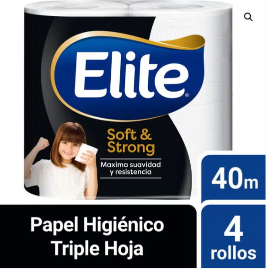 Papel Higiénico Elite Soft & Strong Triple Hoja – Pack x4 Rollos de 40 Metros