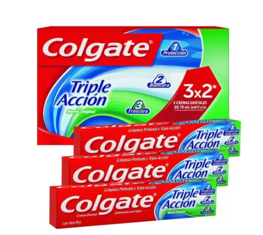 Pasta Dental Colgate Triple Acción Menta – Pack x3 Tubos de 75 ml